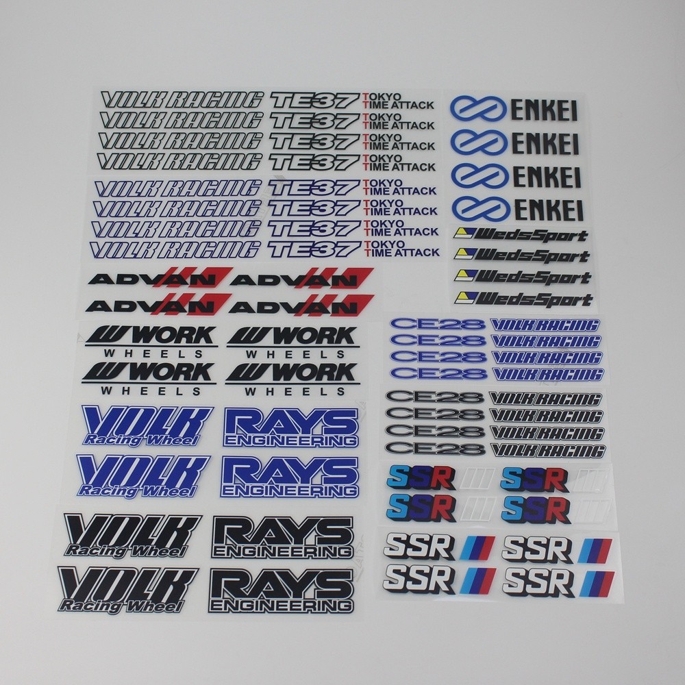 汽車造型輪輞貼紙 RAYS VOLK RACING ADVAN ENKEI SSR WEDSSPORT PVC 裝飾輪胎