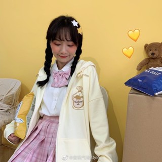 JK秋季新款外套女學生寬鬆日系男友風少女軟妹大學T連帽開襟長袖上衣6.29