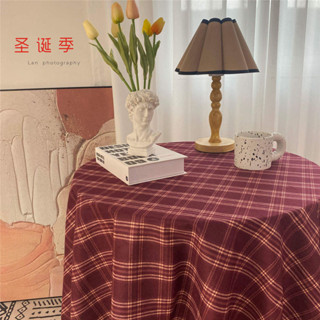 喜慶耶誕節ins風 網紅格子布料 餐桌茶几桌布 美式復古 書桌聖誕布料