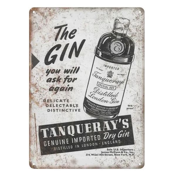 Tanqueray Dry Gin London 酒吧錫標牌鐵錫金屬藝術海報金屬標牌 20*30cm