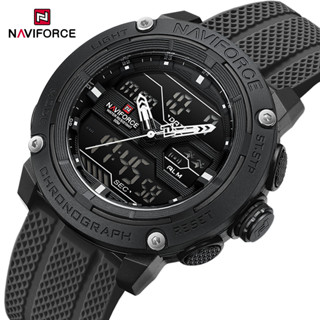 Naviforce NF7114 Original 男士手錶舒適矽膠錶帶 5ATM 防水經典石英品牌男士手錶