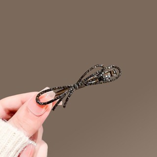高階絲絨黑色髮夾蝴蝶結前額碎髮夾子髮卡劉海新款側邊氣質鴨嘴20250307