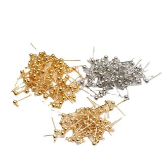 宏雲Hongyun-tc- (20pcs)14K包金帶環圓型耳針 Diy手工飾品自製耳環材料 金色球型光面耳釘