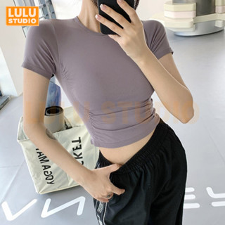 LULU【褶皺修身塑形衣】健身上衣 瑜珈服 運動上衣女 健身衣 排汗吸濕 訓練服 普拉提 皮拉提斯服 運動短袖 短上衣