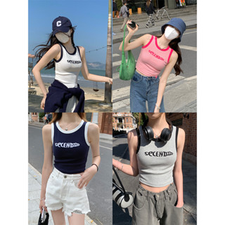 字母背心內搭吊帶女春夏季辣妹緊身打底短版外穿無袖上衣潮