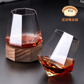【臺灣熱銷🔥】金邊八角威士忌酒杯🥃｜不倒翁設計✨｜加厚水晶玻璃杯🍷｜創意洋酒杯套裝｜高階品飲體驗