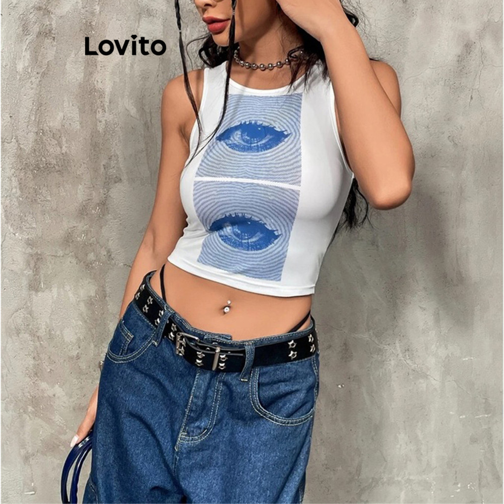 Lovito 女士休閒素色圖案背心 LCW02051