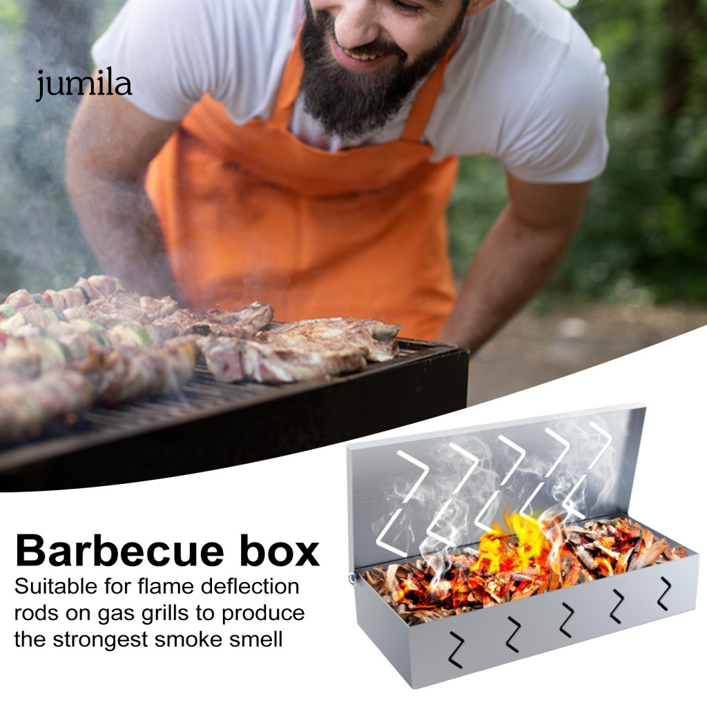 耐熱煙盒便攜式燒烤煙盒正宗燒烤味木炭燃氣燒烤配件煙熏味木片盒帶通風蓋