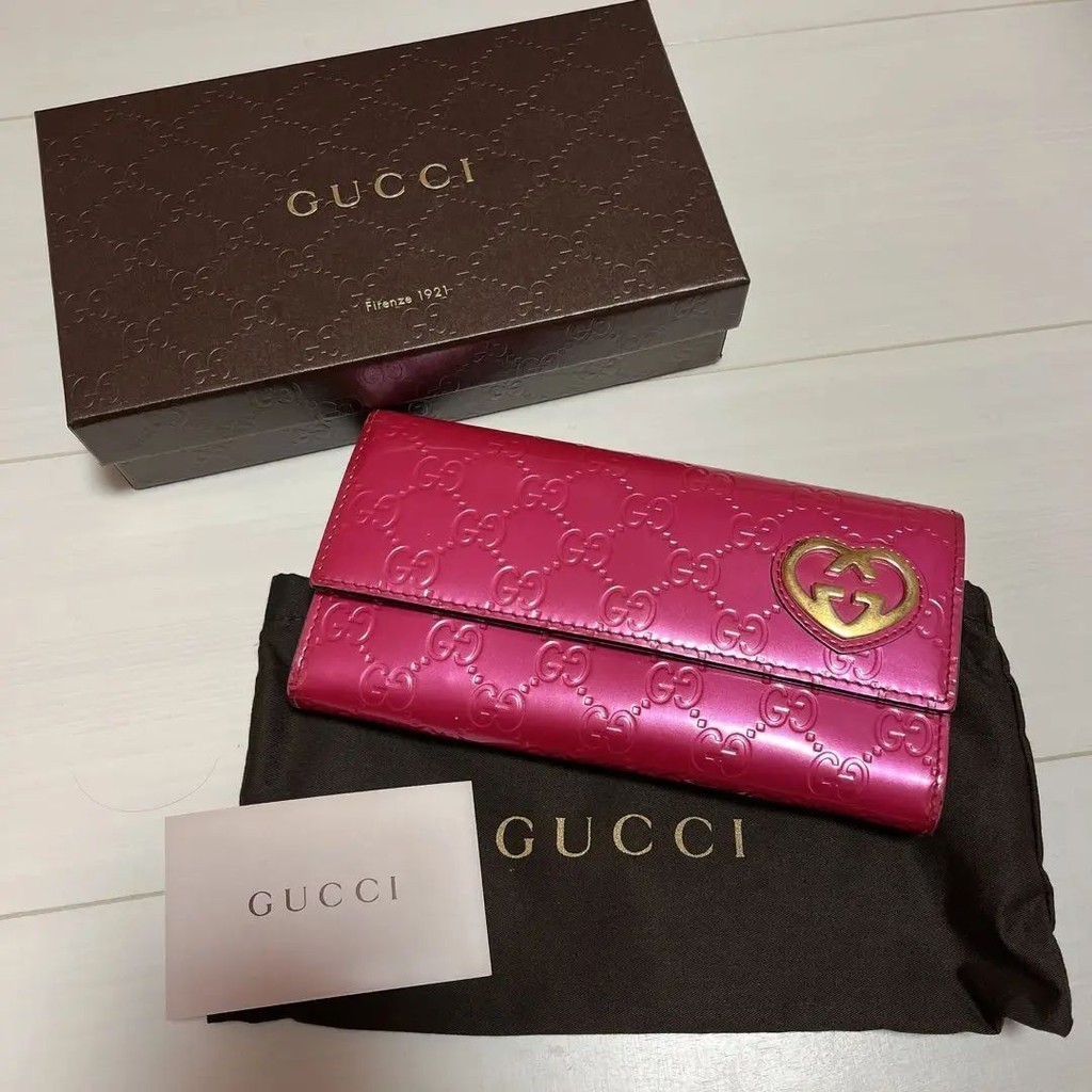 GUCCI 古馳 錢包 長夾 251861 粉紅色 日本直送 二手