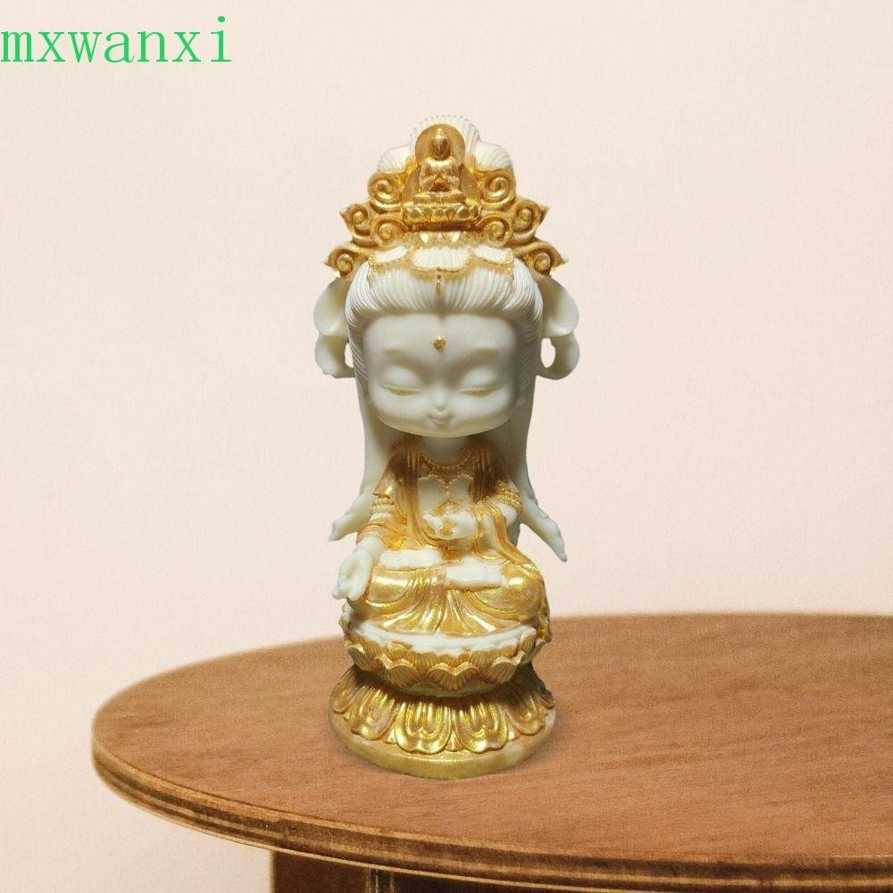 MXWANXI觀音佛像雕塑,中文迷你象牙水果佛像圖:,手工雕刻可愛佛像工藝品觀音裝飾辦公室