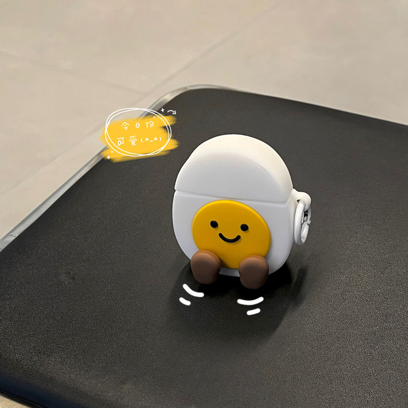 可愛蛋黃表情 蘋果 airpods 1 2 3 pro2耳機殼 pro4耳機套 萌系 無線藍牙耳機保護殼 Airpods