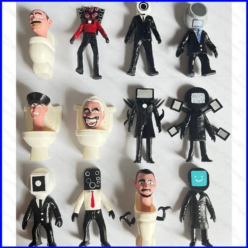 12 件裝 Skibidi 廁所可動人偶泰坦電視人相機人揚聲器監視器人模型娃娃玩具兒童禮物