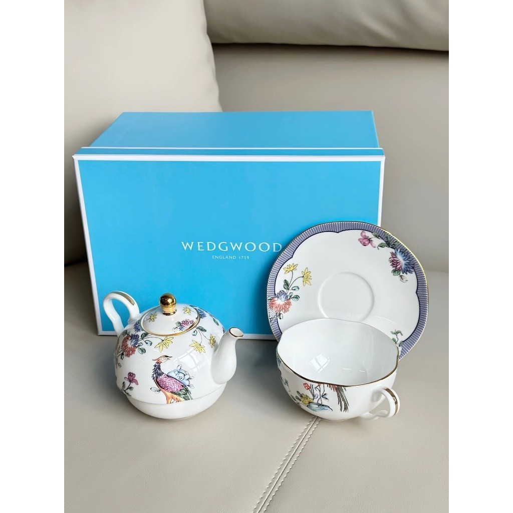 肖戰同款  WEDGWOOD幸運彩雀高檔骨瓷子母壺一件式水壺茶壺咖啡杯碟 全套禮盒裝
