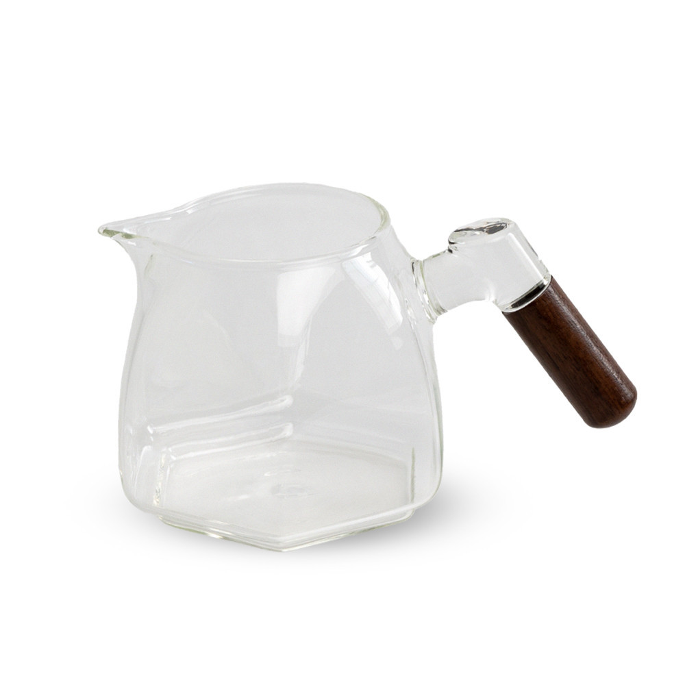 【Matrix】胡桃木手柄鑽型玻璃分享壺 600ml 手沖咖啡 分享壺 耐熱玻璃 咖啡壺 分享杯 咖啡濾杯 V型濾杯