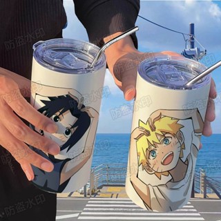 【倉庫現貨】火影鳴人佐助保溫杯帶吸管隨手杯咖啡杯ins高顏值便攜學生水杯 戶外登山飲水杯 喝水 節日周邊