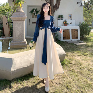 改良式韓服 韓服民族舞蹈表演服 春秋季2024新款女裝新中式國風復古洋裝改良漢服宮廷長裙高階感
