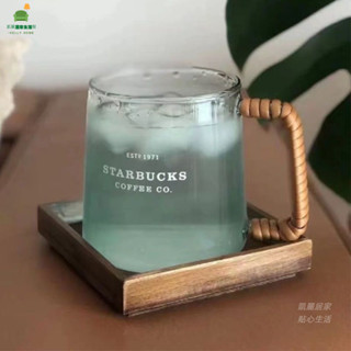 ⭐現貨⭐INS風衕款藤編杯 玻璃馬克杯 網紅高檔 玻璃水杯 牛奶飲料辦公杯大口徑咖啡馬克杯 透明咖啡杯