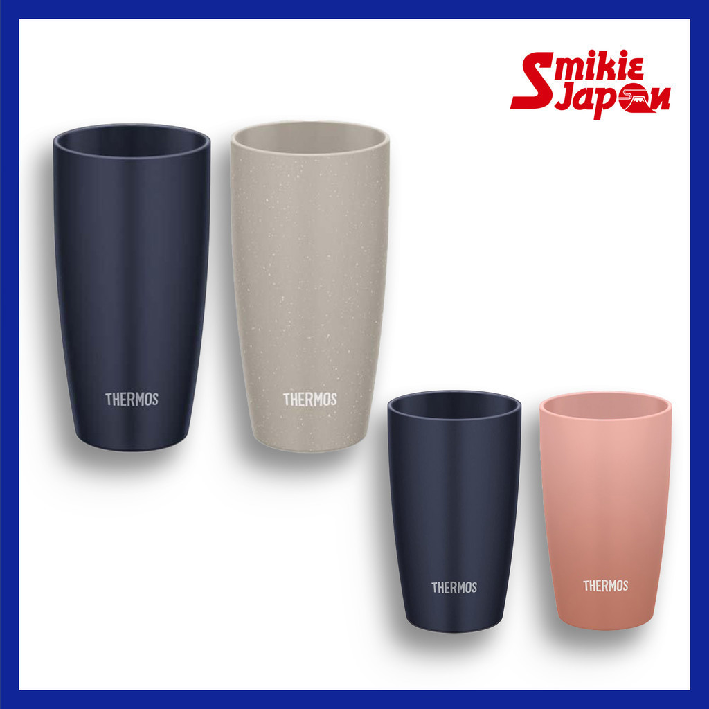 日本Thermos 真空保溫不倒翁JDM-341玫瑰米色/深海藍色340ml,JDM-421灰灰色/深海藍色420ml