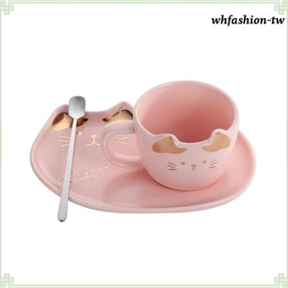 [WhfashionTW] 和碟子,現代咖啡杯,瓷茶具,女孩勺碟套裝