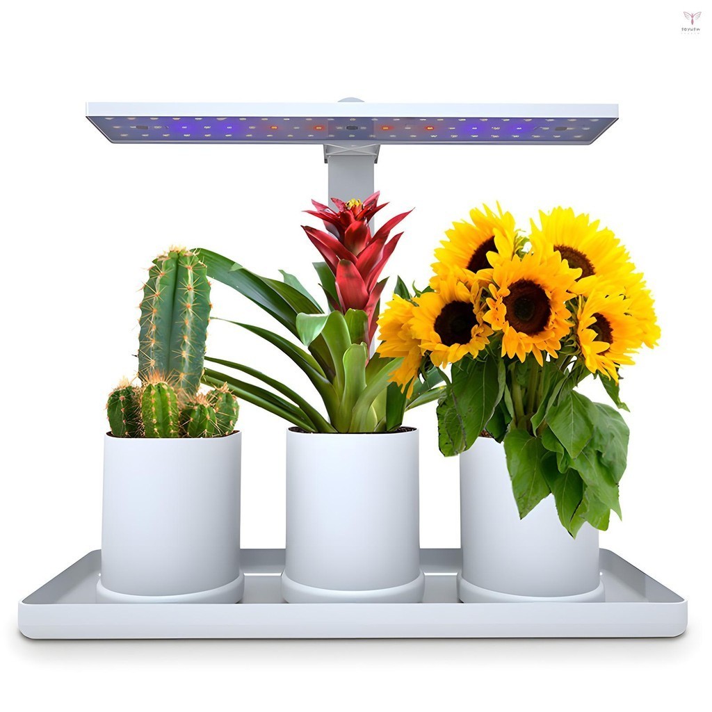 用於室內植物的桌面生長燈全光譜桌面 LED 植物燈,帶 3/9/12 小時自動定時器高度可調節 10W 4 可調光亮度桌