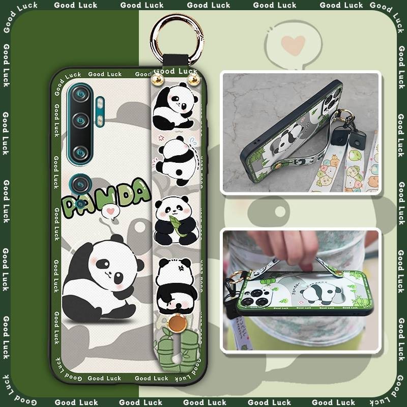 小米CC9 Pro/Note10/Note 10 Pro手機殼軟殼奢華卡通液態趣味新款動漫可愛質感腕帶硅膠熊貓國寶