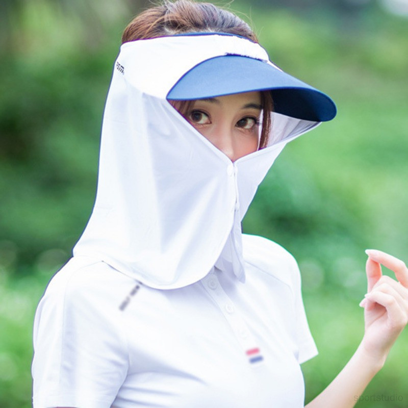 夏日防晒高爾夫男女冰絲圍脖防晒頭巾冰絲面罩 不含帽子