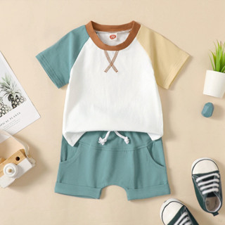 男孩衣服公司 Terno 兒童男孩時尚 Sando 短褲套裝夏季 T 恤嬰兒棉上衣 T 恤 + 短套裝