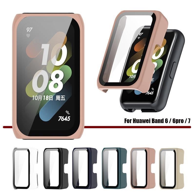 小麥-保護殼 適用於 華為手環 Band 7 6 pro NFC 榮耀手環 6 的硬質保護套带鋼化玻璃屏幕保護膜
