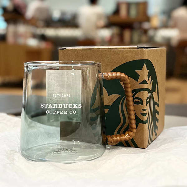 星巴克杯子藤編玻璃杯韓國漸變色咖啡杯大容量馬克杯耐高溫送禮