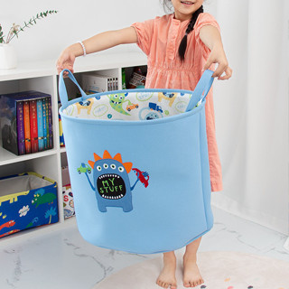 卡通小怪獸玩具收納筐兒童衣服玩具整理收納箱大容量收納桶臟衣籃
