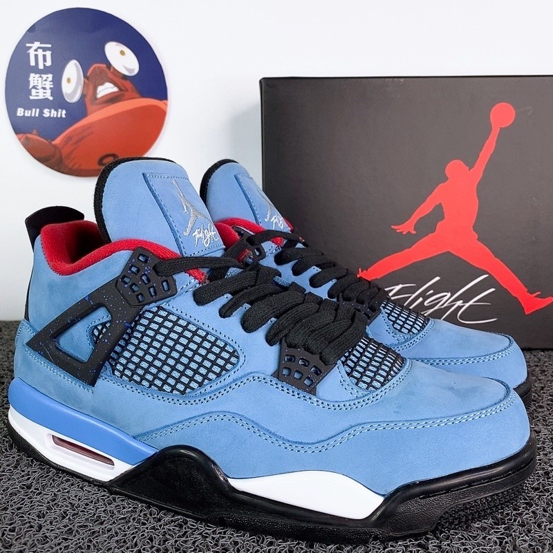 高品質 Travis Scott  x Air Jordan 4 聯名 聯名 藍色 鬼臉 AJ4 308497-406