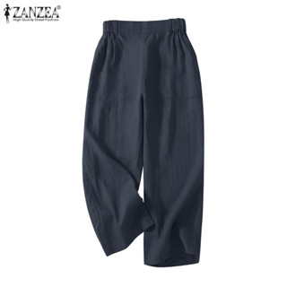 Zanzea 女式韓版休閒鬆緊腰帶口袋闊腿褲