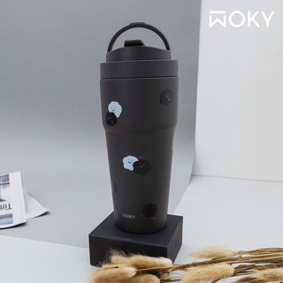 WOKY沃廚 x 方坊聯名-[●●]渾圓杯/ 770ml/ 擁抱Emo/ 灰墨 eslite誠品