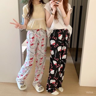 春夏新款卡通貓咪睡褲女寬鬆韓版居家休閒閨蜜裝可外穿睡衣長褲子