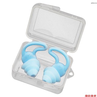 藍色 鯊魚鰭式游泳防水睡眠降噪矽膠耳塞一對