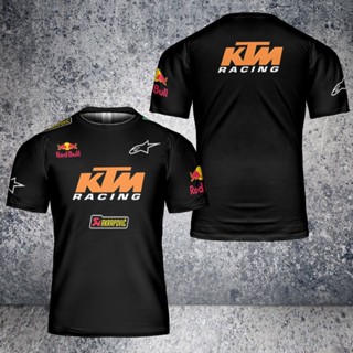 RED BULL 戶外時尚運動短袖上衣男士 KTM 紅牛標誌 F1 最佳禮品印花 3D T 恤