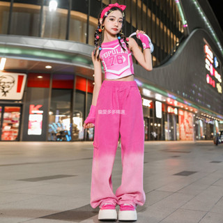 潮酷套裝 女童爵士舞潮服露臍泫雅風多巴胺甜炸表演服走秀潮酷hiphop嘻哈 jazz舞蹈服 兒童街舞服 爵士舞服WD
