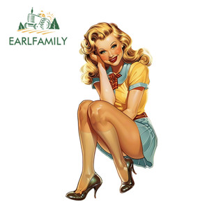 Earlfamily Pin Up 女孩車貼摩托車車窗保險槓滑板旅行箱貼花遮擋劃痕防水個性汽車造型