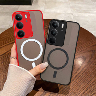 Oppo Realme C75 4G / Realme 14X 5G 手機殼磁性手機殼透明磨砂 TPU 無線充電保護套