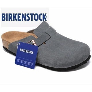 Birkenstock BIRKENSTOCK Boston 中性經典軟木深灰色麂皮拖鞋涼鞋 34-46