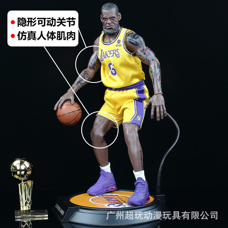 【現貨速髮】NBA籃球明星科比詹姆斯庫裏喬丹可動關節雙頭手辦模型擺件