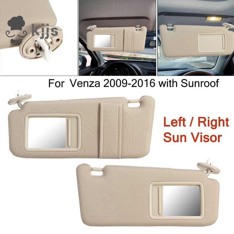 2 件裝米色遮陽板帶後視鏡蓋裝飾件配件適用於豐田 Venza 2009-2016 遮陽板 74320-0T021-A1