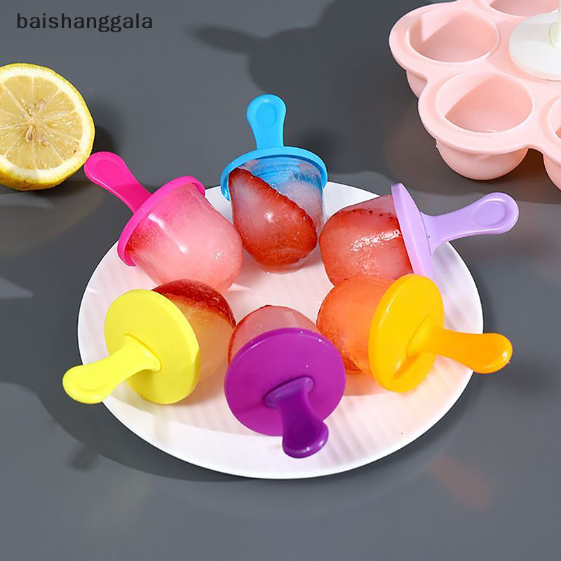 Bgtw 7 孔 DIY 冰淇淋棒矽膠模具冰淇淋球機冰棒模具嬰兒水果奶昔家用廚房配件工具 BGTW