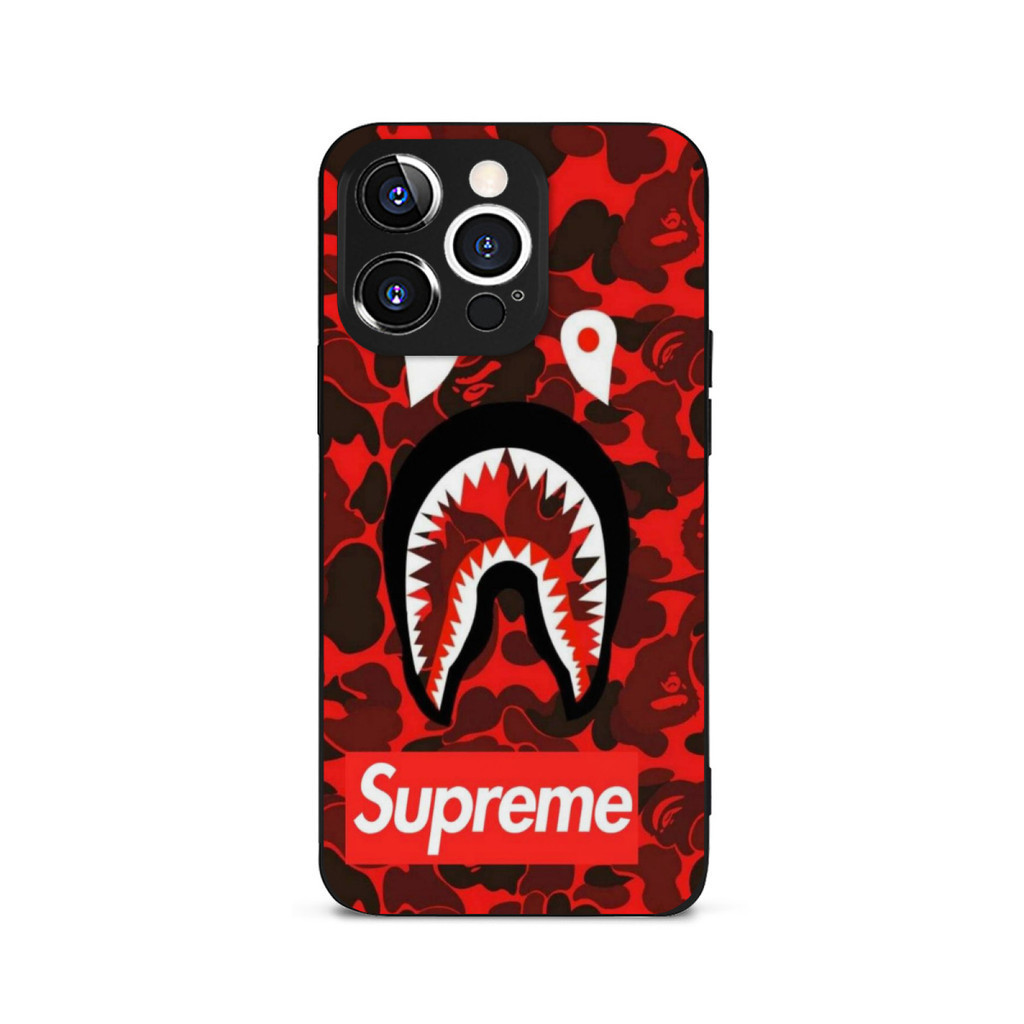 Bape Shark Supreme 3D 花色手機殼專為 IPhone 14 Pro Max 手機殼酷 15/15 P