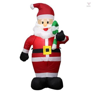 Uurig)充氣聖誕裝飾品 4 英尺充氣聖誕聖誕老人帶糖果手杖防水吹爆照明庭院裝飾帶 LED 燈繫繩聖誕樁