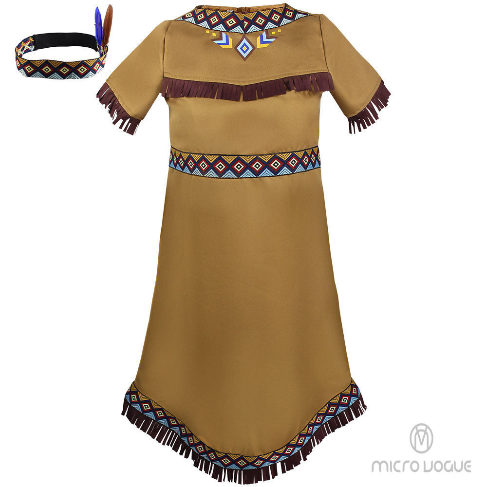 萬聖節服裝 角色扮演 服飾 原住民 cos 兒童 洋裝 耶誕節 原始人 裙子 cosplay 古典裙 表演服