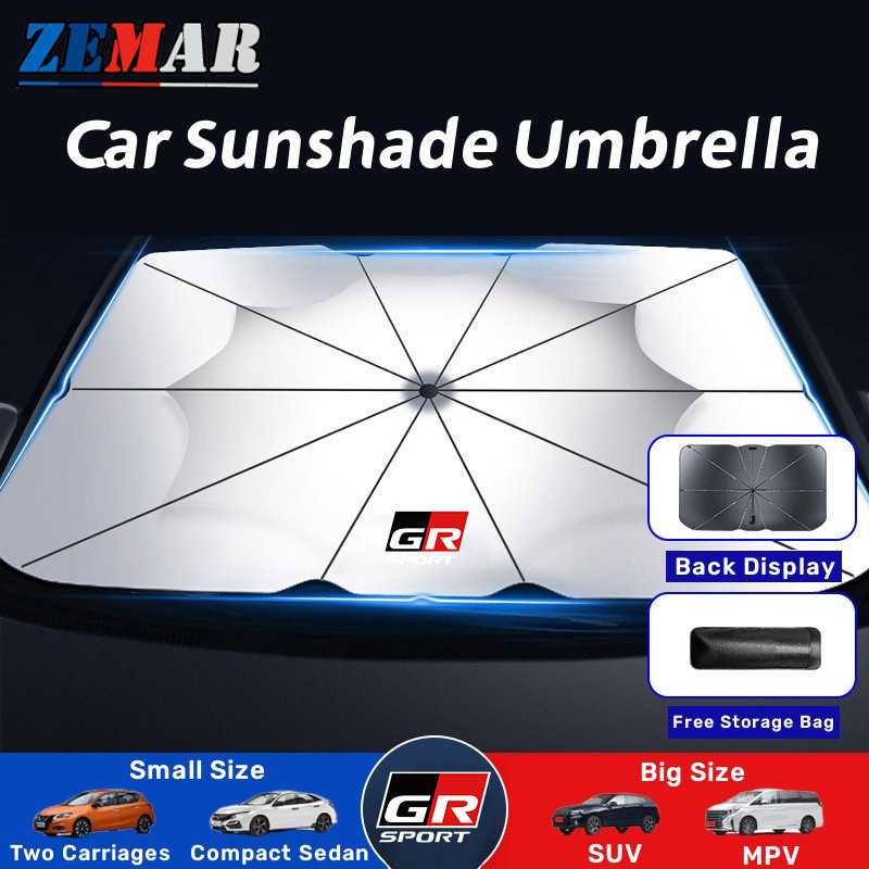 豐田 GR 汽車遮陽傘汽車遮陽板防紫外線汽車前擋風玻璃罩遮陽板適用於 Agya Raize Calya Avanza V