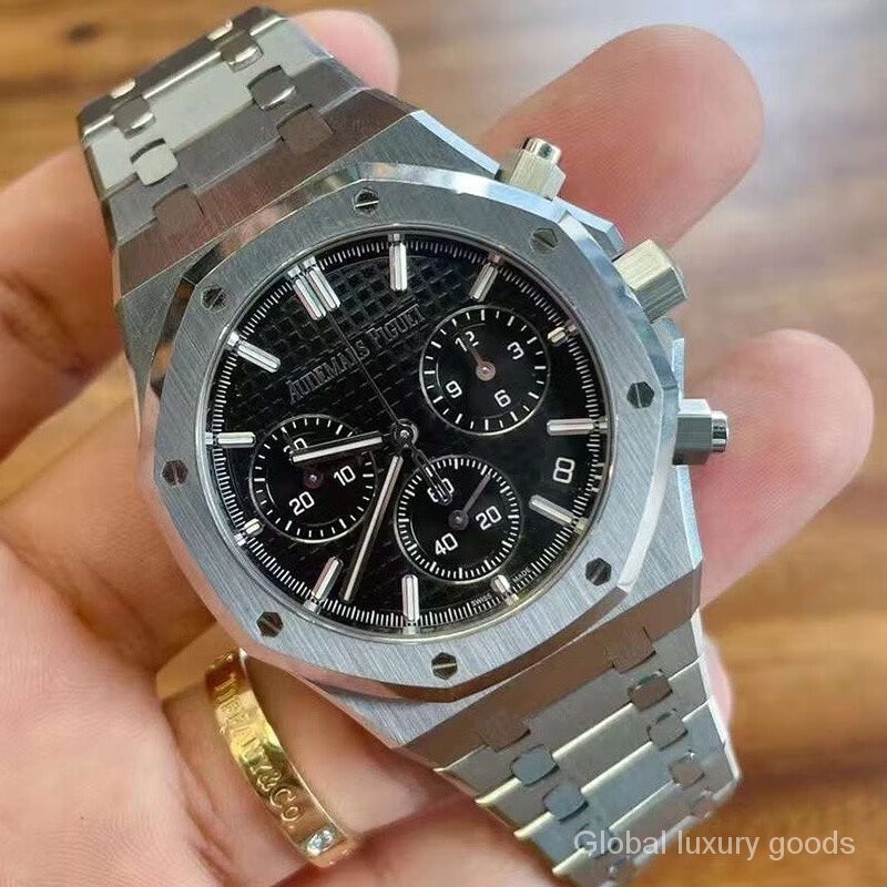 AP 皇家橡樹系列26240ST黑盤腕錶 男士自動機械精鋼計時手錶鐘錶41表徑 KRKD