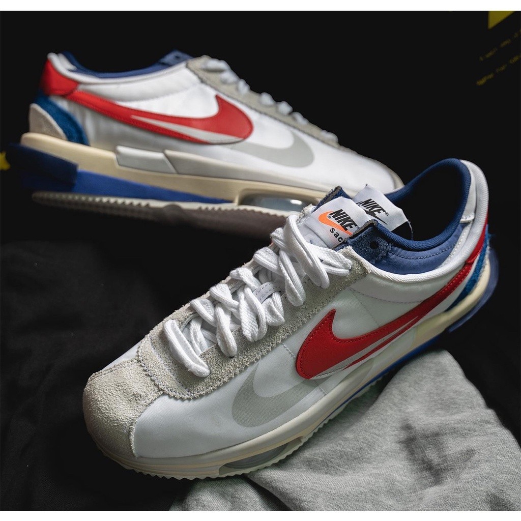 高品質 Nike Cortez x sacai 聯名 解構 白紅 氣墊 阿甘鞋 DQ0581-100