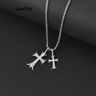 Lovito 女士休閒素色十字架鏈項鍊 LFA31182